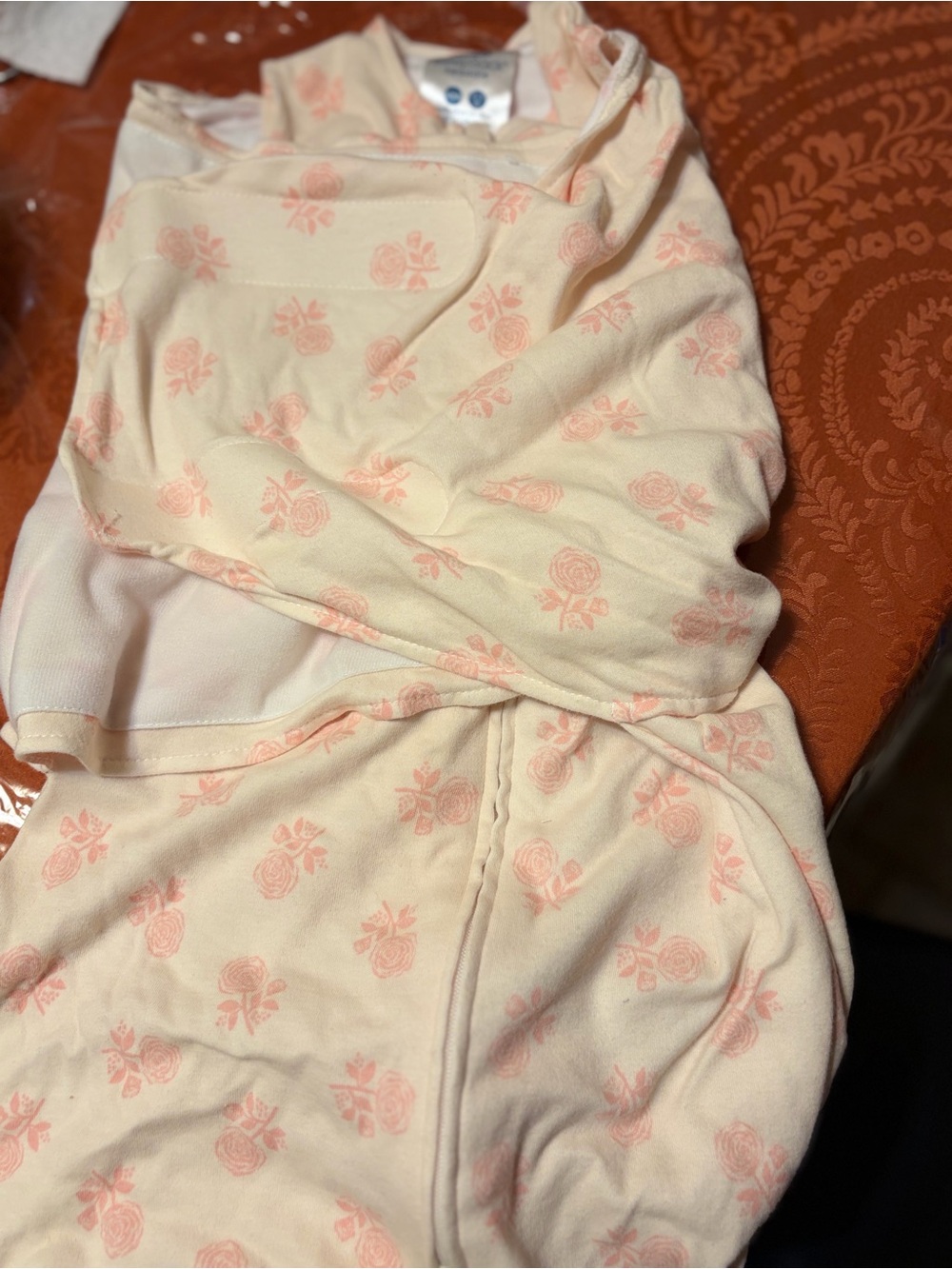 Halo Cream Pajama Set with Pink Rose Print